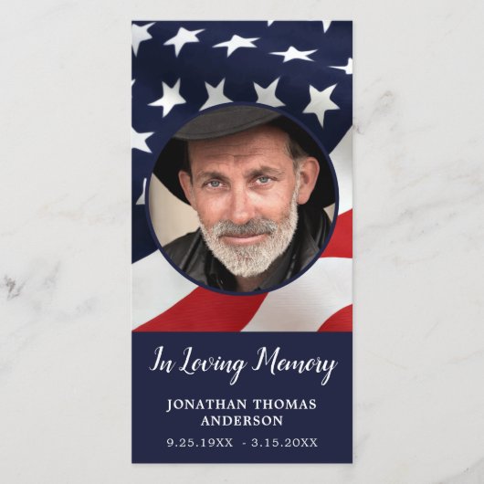 Veteran Flag Memorial Prayer Kaart Funeral Bladwij (Voorkant)