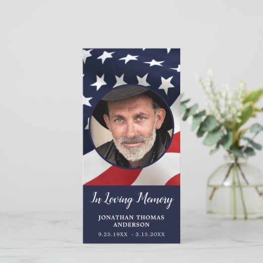 Veteran Flag Memorial Prayer Kaart Funeral Bladwij (Staand voorkant)