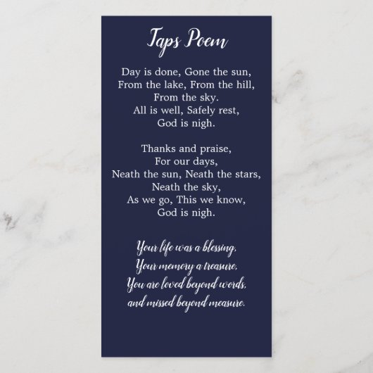 Veteran Flag Memorial Prayer Kaart Funeral Bladwij (Achterkant)