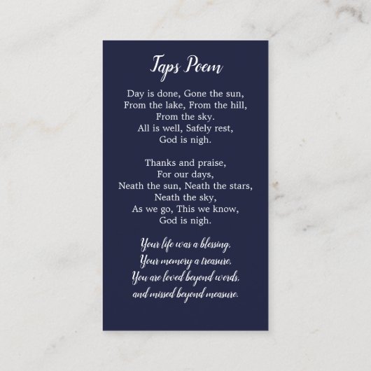 Veteran Flag Memorial Prayer Kaart Funeral Favor Contactkaartje (Achterkant)