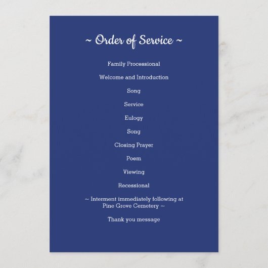 Veteran Funeral Patriotic Memorial Order Service Programmakaart (Achterkant)