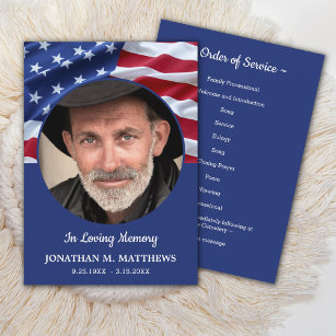 Veteran Funeral Patriotic Memorial Order Service Programmakaart