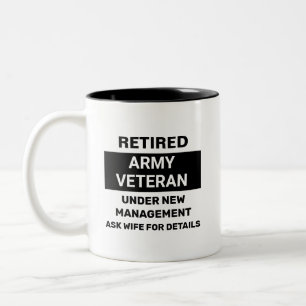 Veteran Funny Retirement Tweekleurige Koffiemok