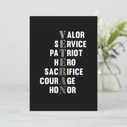 Veteran geeft Happy Veterans Day Support Grafisch Kaart (Staand voorkant)