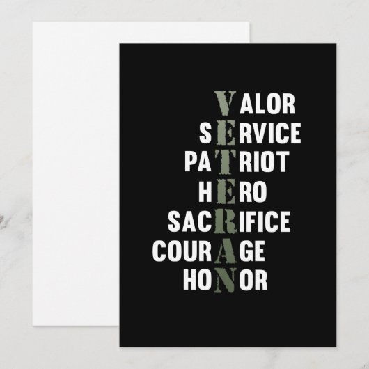 Veteran geeft Happy Veterans Day Support Grafisch Kaart (Voorkant / Achterkant)