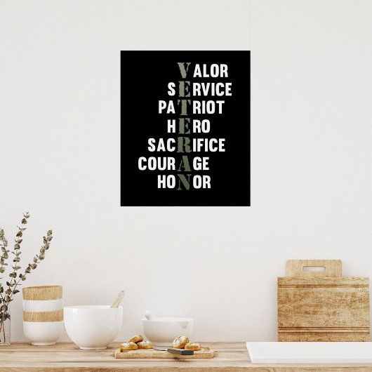 Veteran geeft Happy Veterans Day Support Grafisch Poster (Keuken)