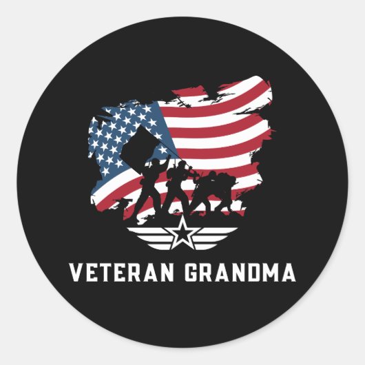 Veteran Grandma Ronde Sticker (Voorkant)