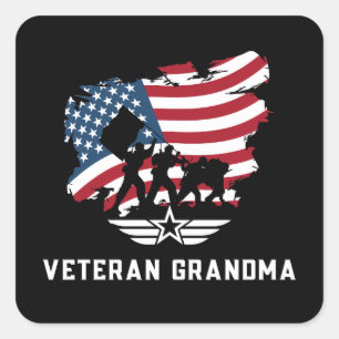 Veteran Grandma Vierkante Sticker