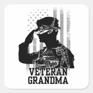 Veteran Grandma Vierkante Sticker