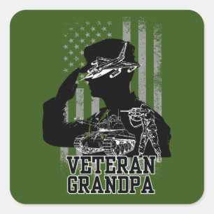 Veteran Grandpa Vierkante Sticker