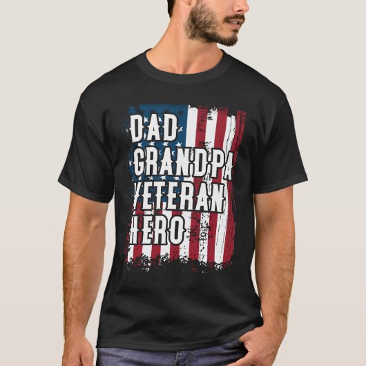 Veteran Hero Amercian Flag Patriotic T-shirt (Voorkant)