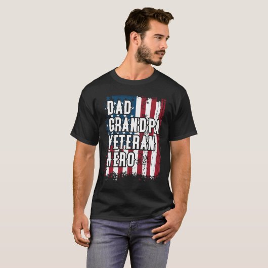 Veteran Hero Amercian Flag Patriotic T-shirt (Voorkant volledig)