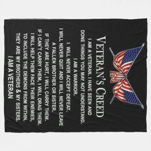 VETERAN IS GESCHREVEN FLEECE DEKEN (Voorkant (Horizontaal))