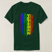 Veteran LGB Gay Pride Rainbow American Flag Milita T-shirt (Design voorkant)