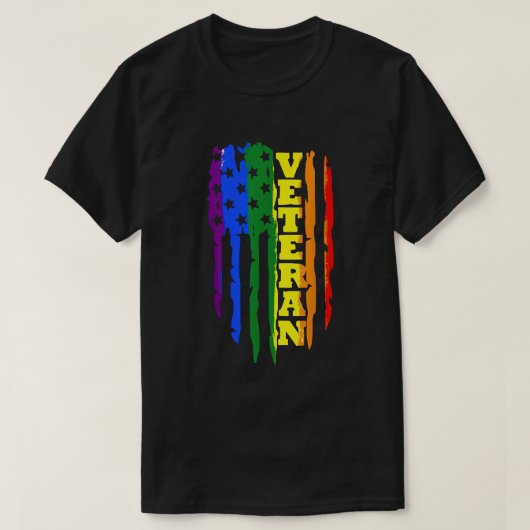 Veteran LGBT Gay Pride Rainbow American Flag Milit T-shirt (Design voorkant)