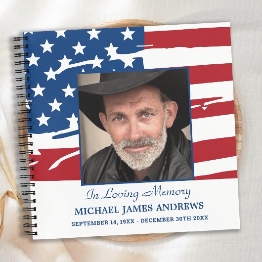 Veteran Memorial American Flag Funeral Guestbook Notitieboek