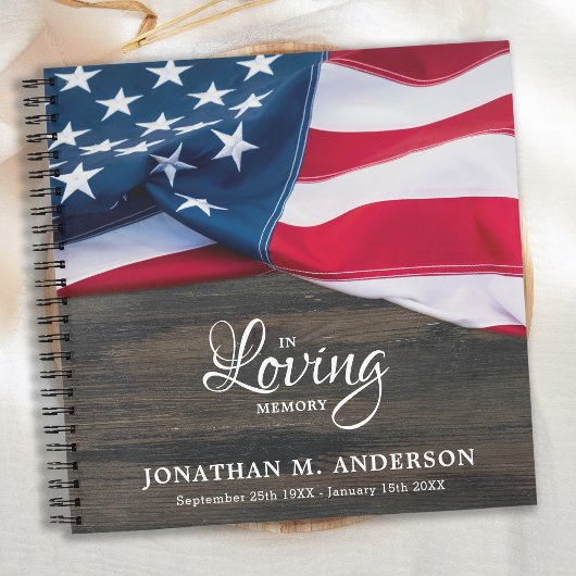 Veteran Memorial American Flag Funeral GuestBook Notitieboek