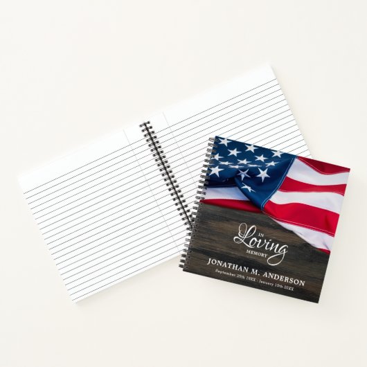 Veteran Memorial American Flag Funeral GuestBook Notitieboek (Binnen)