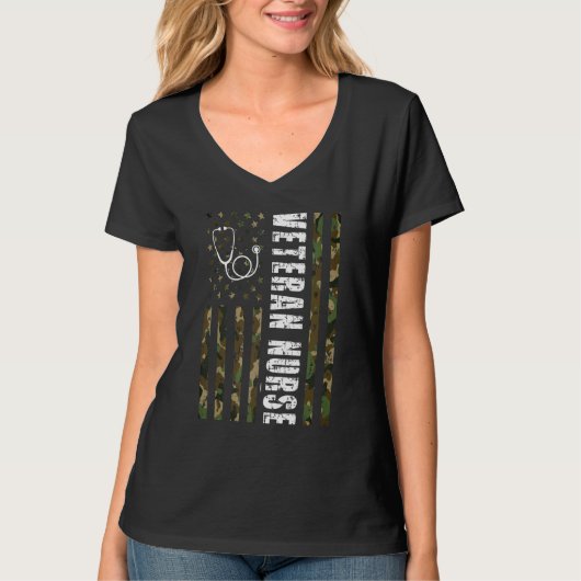 Veteran Nurse US Flag Veteran Nursing 4 T-shirt (Voorkant)