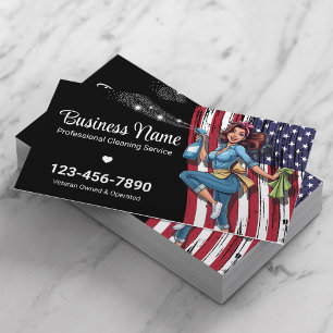 Veteran Owned House Cleaning Service Zwart Visitekaartje