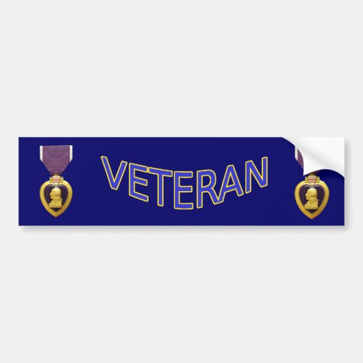 Veteran Paarse Heart Bumpersticker (Voorkant)