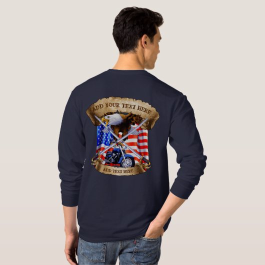Veteran Patriot USA Flag van Motorcycle personalis T-shirt (Achterkant volledig)