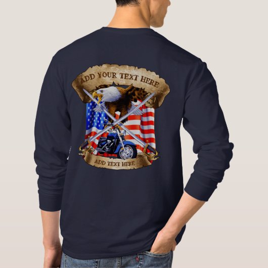 Veteran Patriot USA Flag van Motorcycle personalis T-shirt (Achterkant)