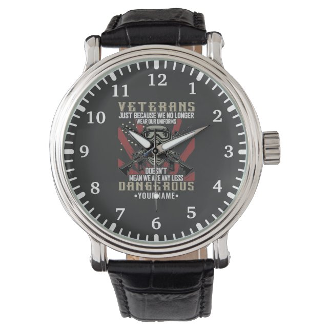 Veteran Patriotic USA Funny Humor Horloge (Voorkant)