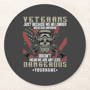 Veteran Patriotic USA Funny Humor Ronde Kartonnen Onderzetter