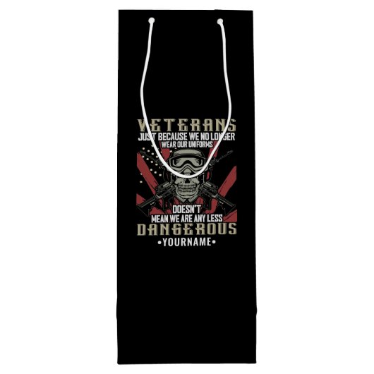 Veteran Patriotic USA Funny Humor Wijn Cadeautas (Achterkant)