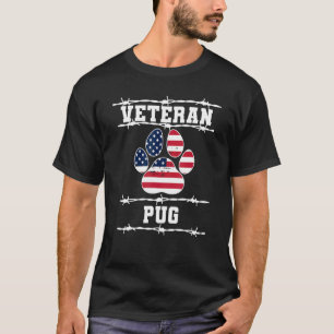Veteran Pug Remoe Retirement Pets Dutch Bull T-shirt