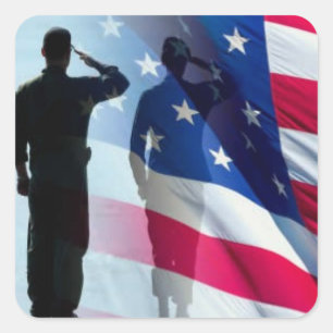 Veteran Salueren de vlag Patriottisch Vierkante Sticker