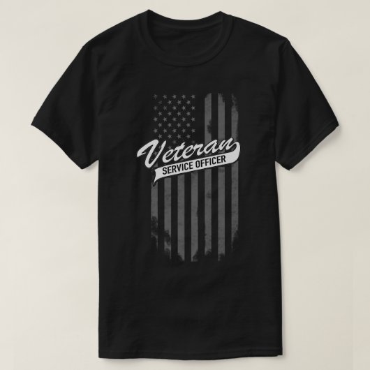 Veteran Service Officer bij Amerikaanse vlag T-shirt (Design voorkant)