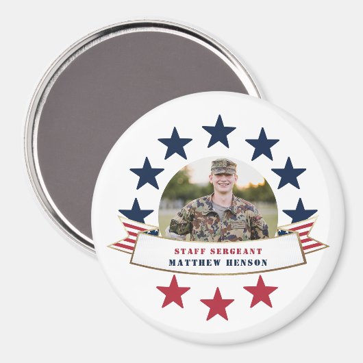 Veteran Service Photo Red White Blue Magnet (Voorkant / Achterkant)
