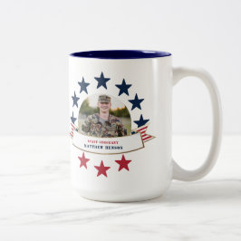 Veteran Service Photo Red White Blue Two-Tone Coff Tweekleurige Koffiemok