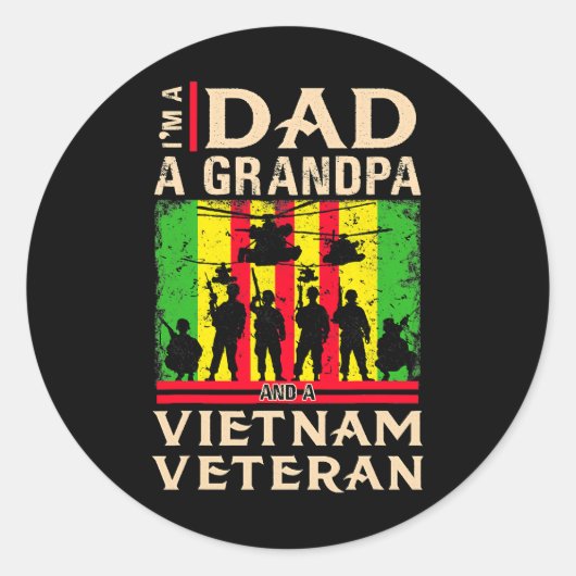 Veteran Shirten veteranenvaders van papa Oppa Viet Ronde Sticker (Voorkant)