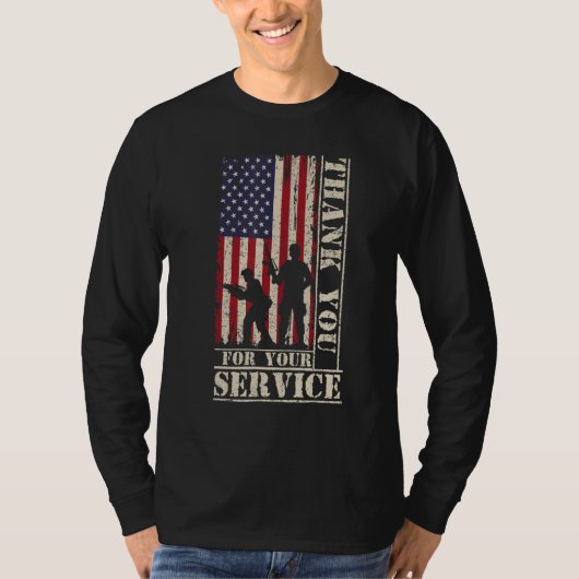 Veteran Thank You For Your Service US Flag Veteran T-shirt (Voorkant)