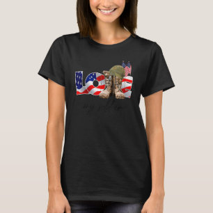 Veteran US Flag Combat Boot Love My Soldier T-shirt