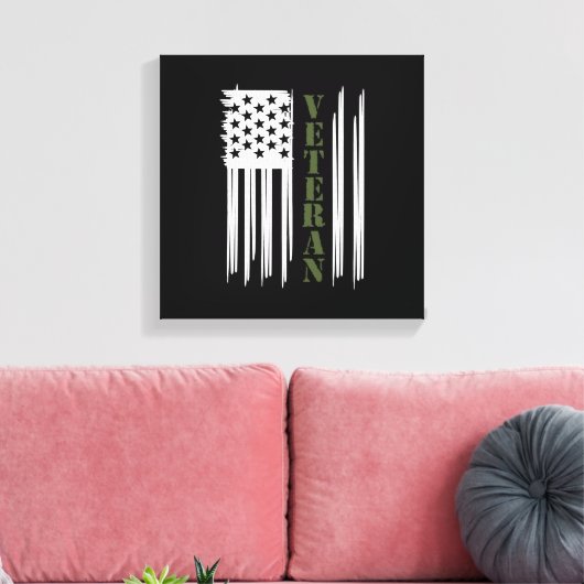 Veteran USA Flag Happy Veterans Day Support Canvas Afdruk (Insitu (Woonkamer))