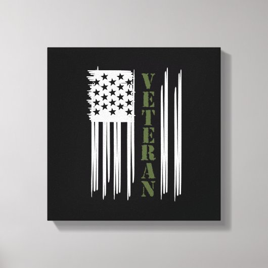 Veteran USA Flag Happy Veterans Day Support Canvas Afdruk (Voorkant)