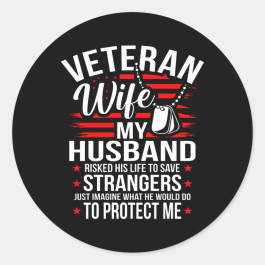 Veteran Wife My Husband Veterans Day Ronde Sticker (Voorkant)