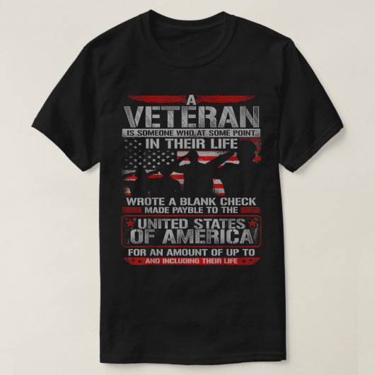 Veteran Wrote Blank Check for Pistool Enthusiast T-shirt (Design voorkant)