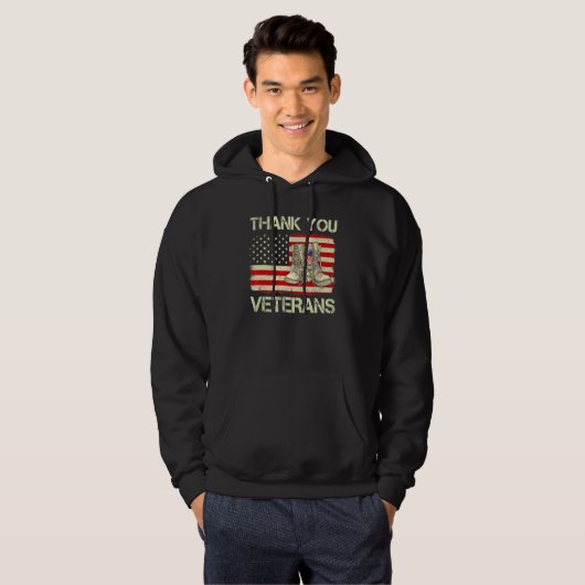 Veterandag Amerikaanse vlag Dank jullie veteranen  Hoodie (Voorkant volledig)