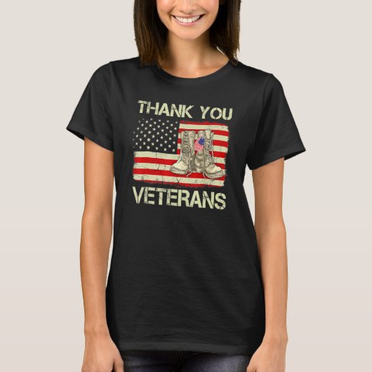 Veterandag Amerikaanse vlag Dank jullie veteranen  T-shirt (Voorkant)
