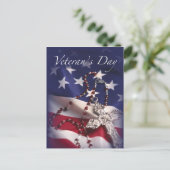 Veterandag kruis en vlag briefkaart (Staand voorkant)