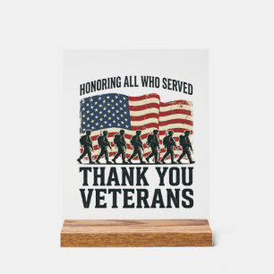 Veteranen Bedankt Patriottisch Militair Vlag T-shi Acryl Bord