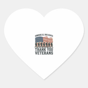 Veteranen Bedankt Patriottisch Militair Vlag T-shi Hart Sticker
