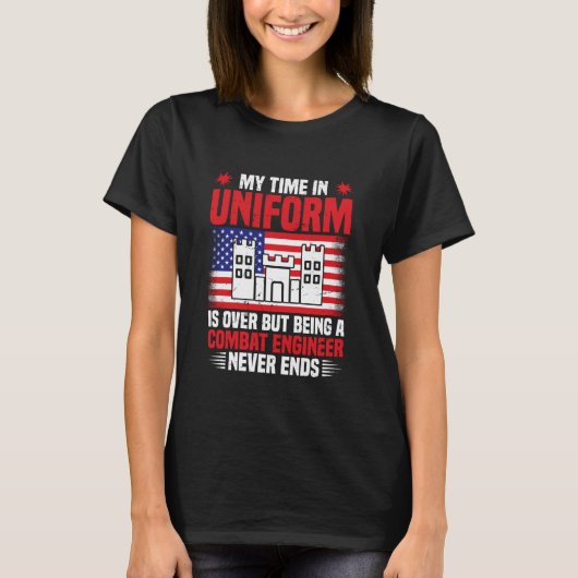 Veteranen Corps of Engineers Uniform Combat Engine T-shirt (Voorkant)