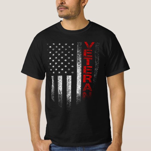 veteranen dag amerikaanse vlag t-shirt (Voorkant)