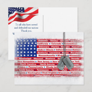 Veteranen Dag Dank U Verenigde Staten Vlag Briefkaart